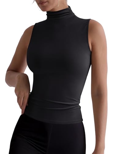 REORIA Women's Fall Sleeveless Mock Turtleneck Tank Tops Slim Fitted Shirts 2025 Offic Casual Going Out Vest Cute Clothes2