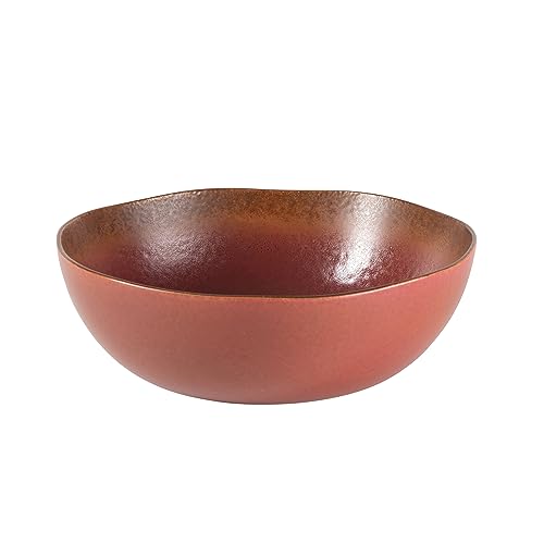 Bloomhouse - Two Time Oprah's Favorite Things Winner - Palermo Sun 2 Piece Serving Bowl and Oval Platter Stoneware Reactive Glaze Serveware Set - Paprika Red