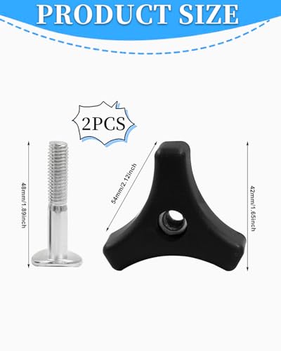 BNREOZA 2 Stück Rasenmäher Griff Schrauben, Dreieck Griff Knopf Mutter Schrauben Kunststoff Schrauben und Muttern für Rasenmäher Schiebebügel Garten Werkzeug Zubehör Rasenmäher (Schwarz)