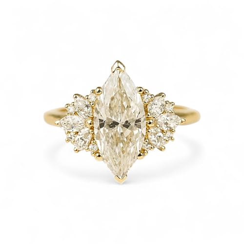 2Ct Art Deco Marquise Moissanite Engagement Ring for Women 14K