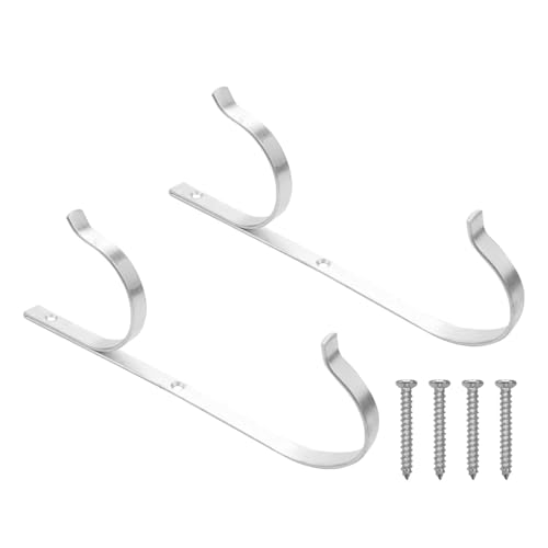 LOKLNEYK 2-Pack Aluminum Pool Tool Hangers - Heavy Duty Hooks for Telescopic Poles, Skimmers & Pool Accessories
