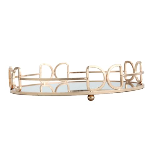 FONDOTIN 1 Pieza Bandeja de Almacenamiento de Espejo bandejas Decorativas Fregadero de Cocina bandejas para Bandeja de Almacenamiento de cosméticos Bandeja de Joyas Metal Golden