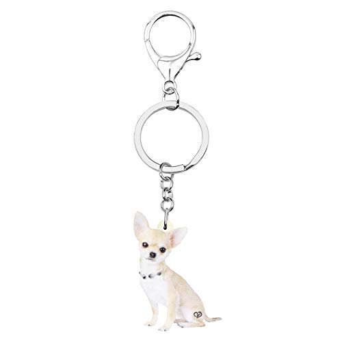 WEVENI Acrylic Cute Chihuahua Dog Keychains Pet Key Rings Jewelry For Women Girls Handbag Purse Car4