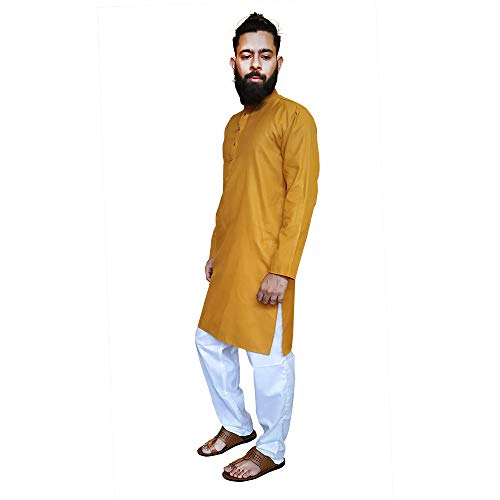 Image of MAG Men's Cotton Kurta Pajama Set - Traditional Indian Ethnic Wear for Men - Festive, Wedding, Party, Casual - Soft & Comfortable Cotton Blend Fabric