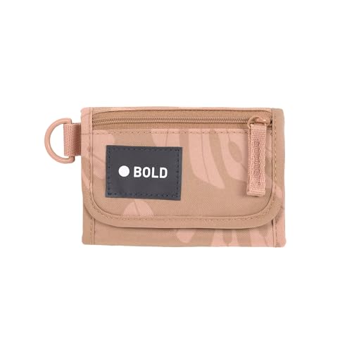 BOLD Lässig Kinder Geldbeutel mit Klettverschluss und transparenten Sichtfenster/School Wallet Bold Leaves caramel