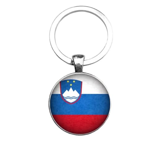 Death Devil Porte-clés drapeau de la Slovénie, Love the National Flag, The Gift of Patriots, Bronze ou argenté, 25 mm