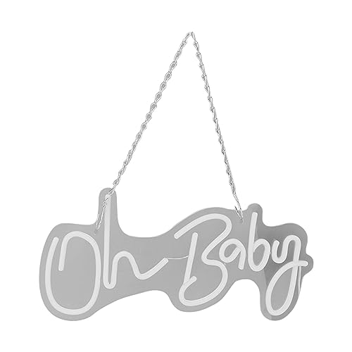 KIMISS Oh Baby Neon Sign - USB Powered Acrylic Wall Decor for Weddings, Parties, Baby Showers - Vibrant Light for Home, Bars, and Events (White Light)