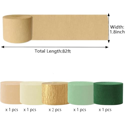 Image of Olive Green Khaki Crepe Paper Streamers,Sage Green Party Decorations Streamer for Boho Wedding Baby Shower Party,6 Rolls