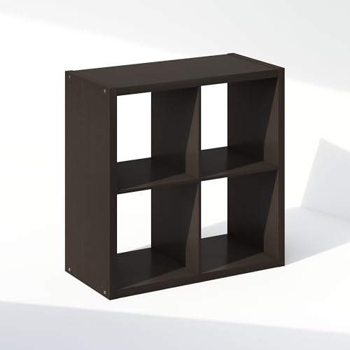 Image of Furinno Cubic Extra Thick 4-Cube Closet Organizers and Storage, Dark Oak | 14.6 x 30 x 30 in, Open Shelf Closet Storage, Closet Organizer, for Wardrobe, Bedroom, Living Room