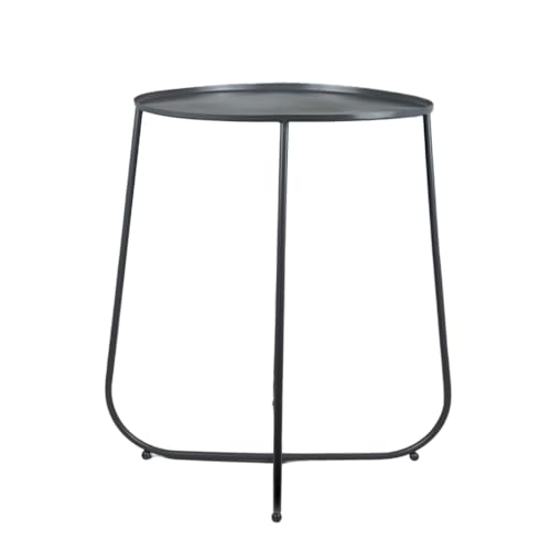 Image of Metal Side Table for Living Room | End Table, Coffee Table, Bedside Table, Plant Stand for Indoor Outdoor | Round Metal Table, Sofa Side Table (Anti-Rust, No Assembly Required) | Grey