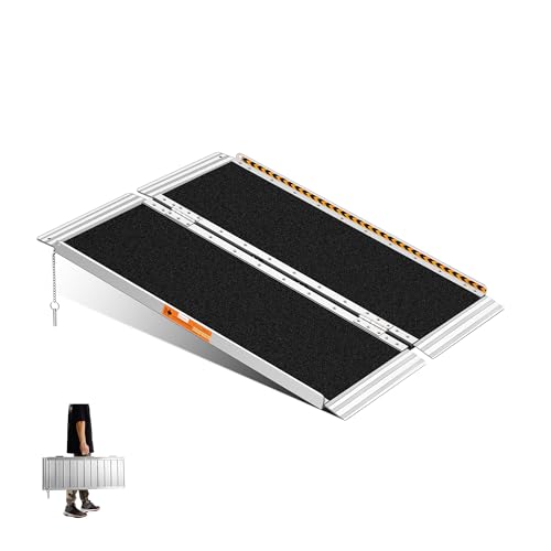 gardhom Rampa para Sillas de Ruedas 92CM Rampas Plegables para Sillas de Ruedas Portátiles Antideslizantes Rampas Sillas de Ruedas para Umbrales Escaleras