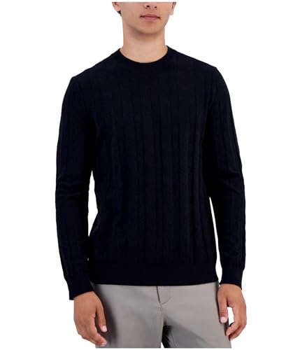 Alfani Mens Textured Chevron Knit Sweater, Black, XX-Large
