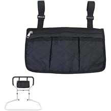 Bed Rails Bag with Cup Holder Phone Pouch 4 Pocket Storage Organizer Bag for Elderly Adults Safety Bed Assist Rail Medical Bed Support Bar Mobility Assistant Handle Bars Under Mattressbed Cane