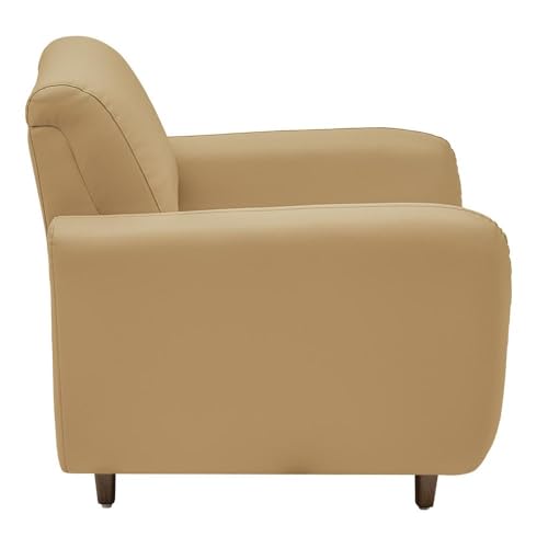 Image of Wakefit Sofa Set | 5 Year Warranty | Sofa 1 Seater, 1 Seater Sofa for Living Room, Wooden Sofa Set, Single Seater - Solomon(Robin : Ivory)