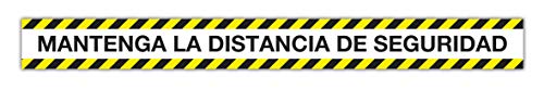 Apli 18595 - Tira De Señalización Adhesiva&Quot;Mantenga La Distancia De Seguridad&Quot; Pvc Amarillo Y Negro 100 X 10 Cm 180 Μm