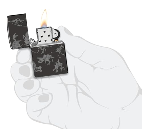 Encendedor Zippo Dinosaur Skeletons Negro Brillante miniatura 5