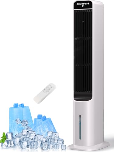 Uthfy 41 Inch Cooling Fans That Blow Cold Air, Portable Evaporative Air Cooler with Remote, 12H...