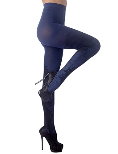 iB-iP Women's Opaque Fairview Daisy Patterned Footed Thick Seam Pantyhose Tights4