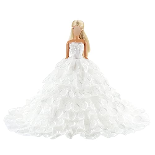 Barwa Wedding Dress Princess Evening Party White Dress Gown With Veil For 11.5 Inch Dolls #TOP6