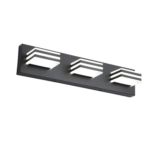 Image of Black Vanity Lights 3 Light Bar Light for Bathroom 20 Inch Mirror Light Fixtures Black Bath Lamps above Mirror 18W Vanity Sconces Modern Bathroom Sink Lights Acrylic Wall Lighting for Restroom