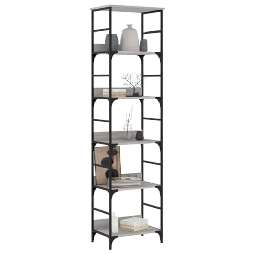 Librería industrial de madera gris para solucionar el desorden 5