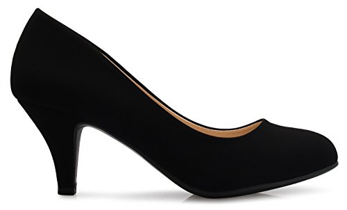 Image of Olivia K Women's Comfort Classic Round Toe Kitten Low Mid Heel Dress Pumps