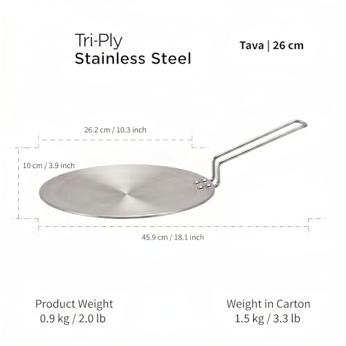 Image of 26cm Triply Stainless Steel Roti Tawa Induction Base