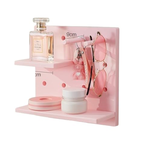 Stecktafel-Set aus Kunststoff, dekorativ, wandmontiert, schwimmendes Regal, Stecktafel-Wandregal, Organizer, Eingangs-Organizer mit Schlüsselhaken für Schlafzimmer, Bad und Küche, Rosa, 4 Stück