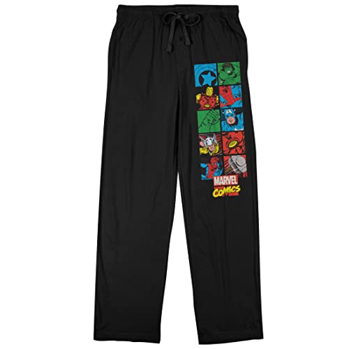Marvel Comics Avengers Blocks Men's Black Sleep Pajama Pants - Main Image