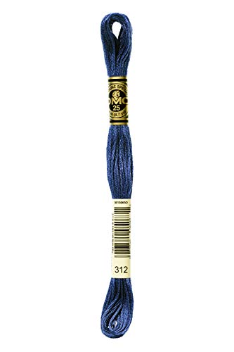 Image of DMC 117-312 Mouline Stranded Cotton Six Strand Embroidery Floss Thread, Dark Baby Blue, 8.7-Yard