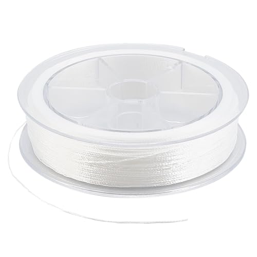 PH PandaHall 2 rollos de hilo de cuentas de 10 m para cuentas de semillas, 0,25 mm, cuerda trenzada para pulseras, collares, joyas, costura, manualidades, color blanco
