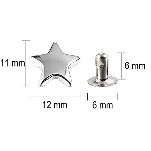 100 Sets 12Mm Silver Star Rivets For Leather Star Rivet Studs Garment Rivets Leather Rivets Studs And Spikes For Leather Craft Clothing Bags Belts Dog Collar Shoes Diy Accessories 15/32 Inch #TOP3
