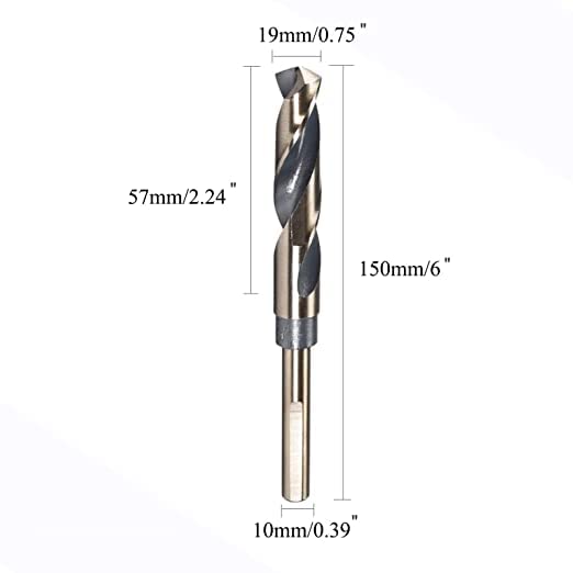 TOP-VIGOR 19mm Reduced Shank Twist Drill Bits with 10mm Shank - Image 2