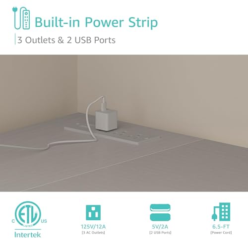 Lufeiya White L Shaped Computer Desk with Drawers & Storage Shelves, 63 Inch Reversible Corner Desk with Power Outlet for Home Office Bedroom, L-Shaped Teen PC Desks with Fabric Drawer, White