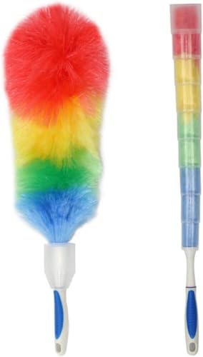 Plumero de plumas con cubierta protectora, antiestático, flexible, flexible para limpieza de polvo, techo interior, ventilador de techo