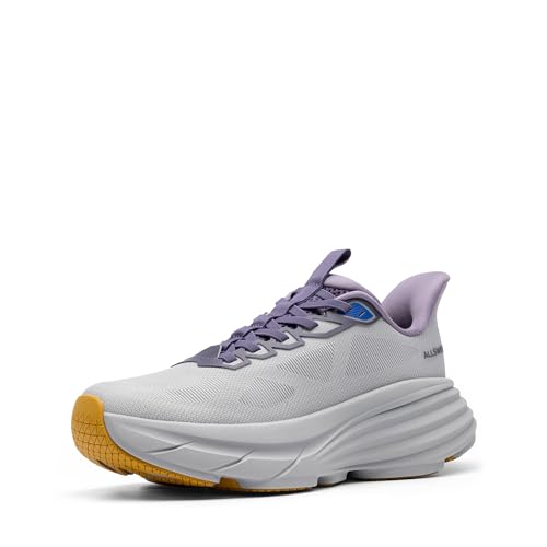 Women's Slip On Walking Shoes Hands-Free Cushion Running Tennis Non-Slip Comfortable Gym Workout Athletic Breathable Fashion Sneakers SwiftLite 6.5 Grey Purple