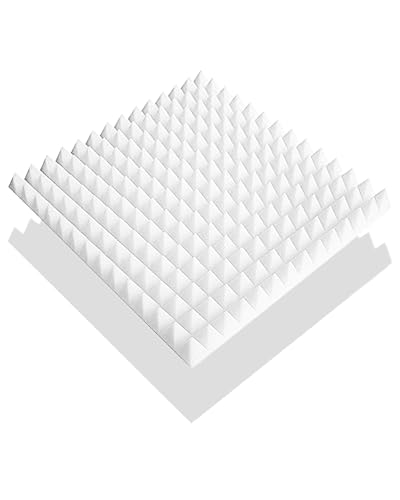 1x Akustikschaumstoff, Pyramidenplatte in ca. 50x50x7cm, Weiss, Noppenschaumstoff, Schaumstoff, Schaumstoffpyramide