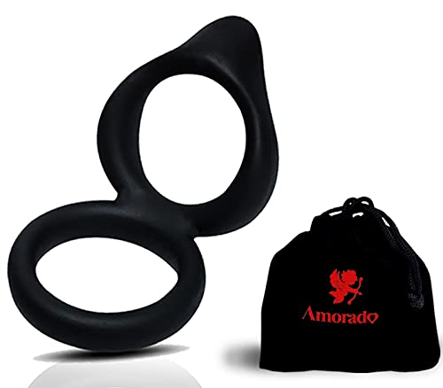 Anillo doble para pene AMORADO de silicona - juguetes sexuales para hombres para aumentar la potencia - anillo para el pene con doble efecto para una erección más larga y regordeta