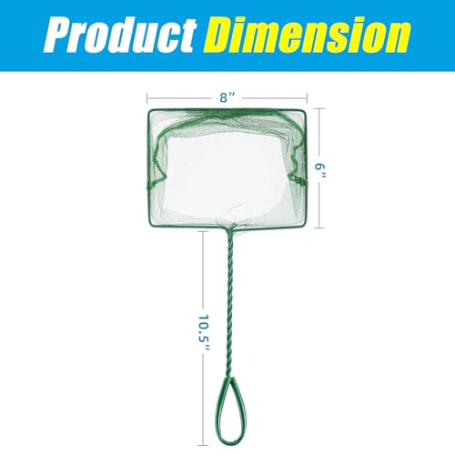 Image of AQUANEAT 8 Inch Aquarium Fish Net, Wastes Skimming Cleaning Tool with Firm Handle for Fish Tanks Small Ponds