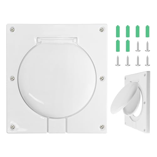 Dryer Vent Cover 4 Inch, Outdoor Dual Flap Vent Hood - White Plastic Exhaust Vent Cap for Dryer Duct, Weather Resistant, Easy Install (Fits 4' Ducts)