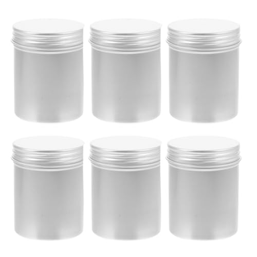 TOVINANNA 6 Piezas caja de aluminio Contenedores congelador con tapas estojos escolares portátil bálsamo labial contenedor de aluminio tarro de aluminio vacio Silver