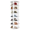 7 Tier Rotating Shoe Rack Tower Free Standing 360 Shoe organizer Lazy Susan Bag Display Rack Storage Round Carousel Neat and Elegant Shoe Storage Solution