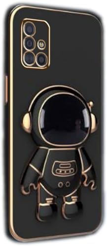 Image of Silicone For Samsung Galaxy A71 Case Cute 3D Astronaut Stand Design Camera Protection Shockproof Soft Back Cover (For Samsung Galaxy A71, Black)