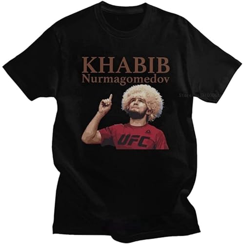 Khabib Nurmagomedov - Camiseta de boxeo unisex para hombre, manga corta, para verano, para el tiempo libre, Negro, XL