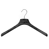 mainetti appendini per capispalla, giacche, maglieria, felpe, cappotti leggeri uomo donna, grucce in plastica con effetto venature legno, made in italy, set di 10 pezzi (nero, gancio zincato, 39 cm)