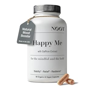 NOOT Happy Me – Natural Mood Support Supplement for Women and Men, Saffron Supplement, Rhodiola & Maca Adaptogens for Calm, Focus & Emotional Balance, Happy Pills, Vegan, Plant-Based, 60 Capsules