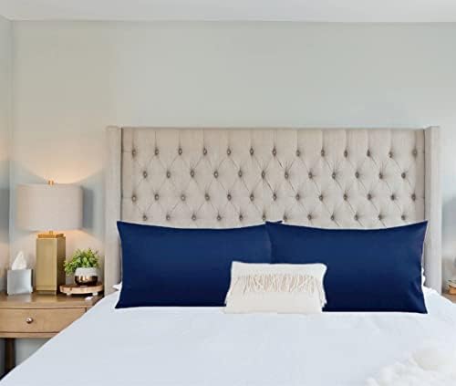 Pillow Cases 2 Pack Navy Blue 100% Poly Cotton Housewife Pillowcases Set, Soft Brushed Microfiber Pillowcase Cover with Envelope Closure Luxury Plain Pillowcases Standard Size 50 x 75 cm