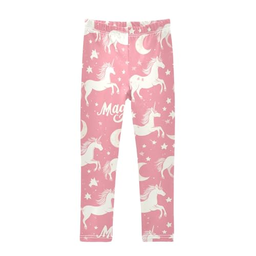 Unicorns Stars Girls' Leggings Toddler Doodles Cute Pink Kids Yoga Pants Dance Active Tights 9-10T