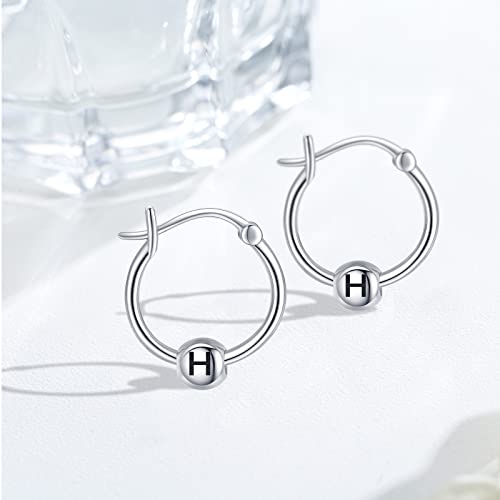 Initial Earrings 925 Sterling Silver Letter H Earrings Small Huggie Hoop Earrings Initial Jewelry Gifts For Women Girls Hypoallergenic Earrings For Sensitive Ears #TOP2