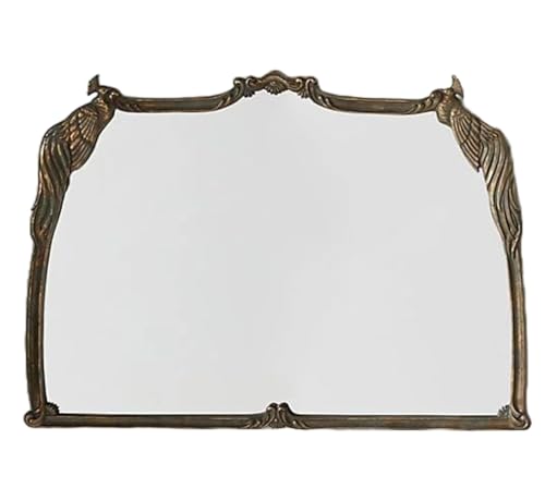 Image of Vintage Brass Decorative Wall Mirror Hand Casted Frame for Bedroom Bathroom Kitchen Wall Decor 40x24 (Brass Antique)